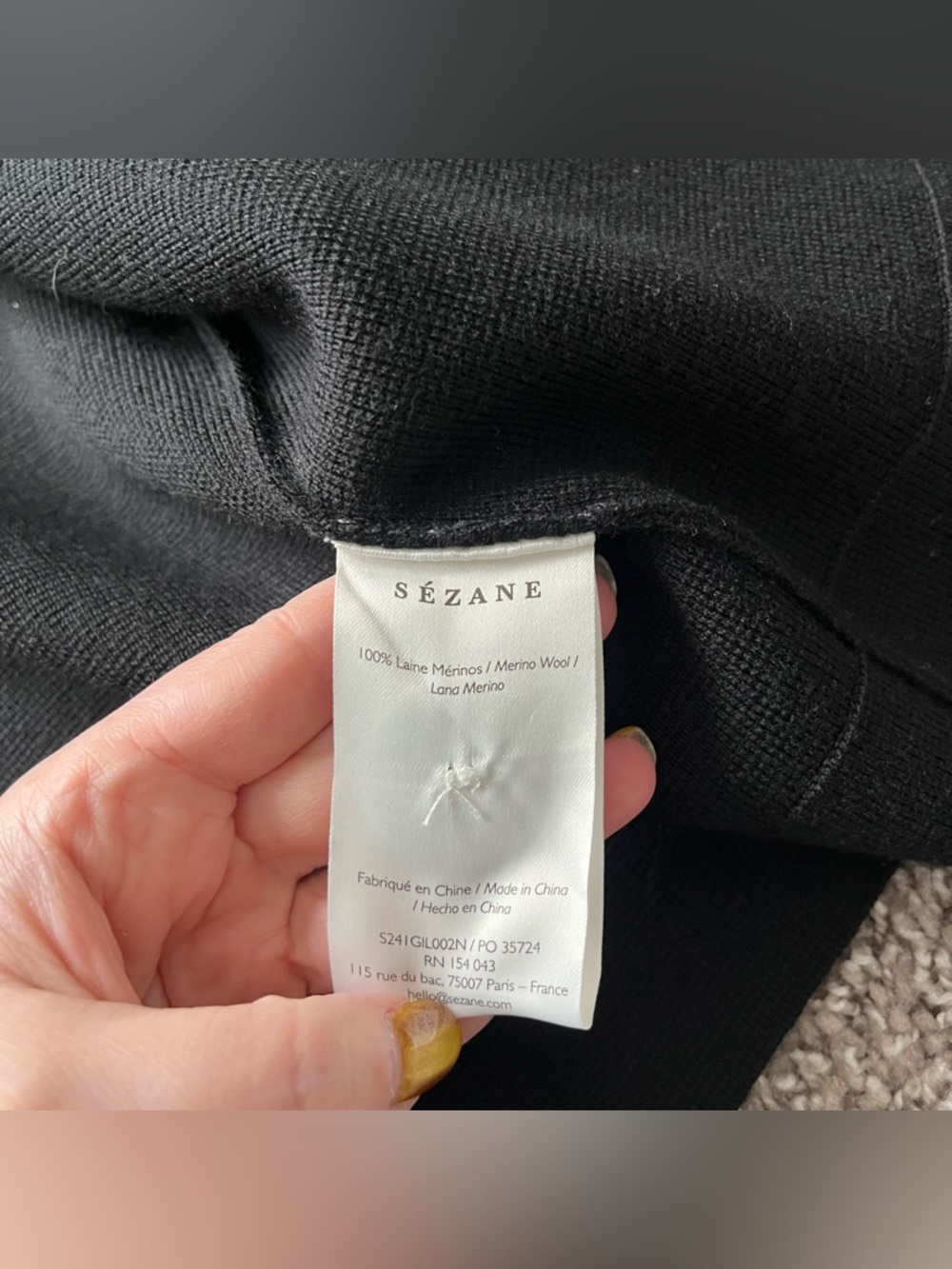 Women's Sezane Betty Cardigan in Black and Ecru Crochet size Medium 100% Merino - Picture 11 of 11